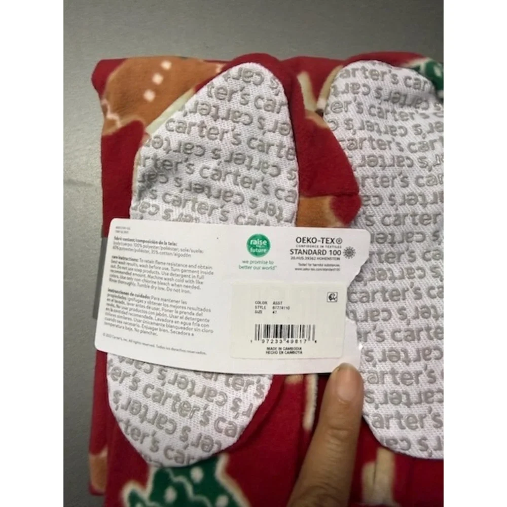 Carter's Child of Mine Christmas Fleece Footed Pajamas Red Gingerbread 4T NWT